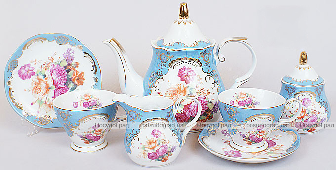 Чайний сервіз "Gold Tea Blue" 15 предметів 200мл