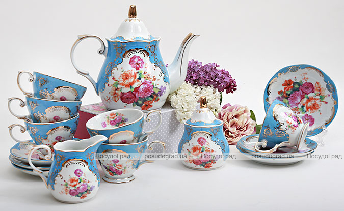 Чайний сервіз "Gold Tea Blue" 15 предметів 200мл