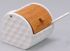 Солонка с ложкой Ceram-Bamboo Ø9см бамбуковой откидной крышкой