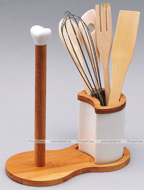 Підставка для кухонних аксесуарів Ceram-Bamboo 23см з тримачем для рушників