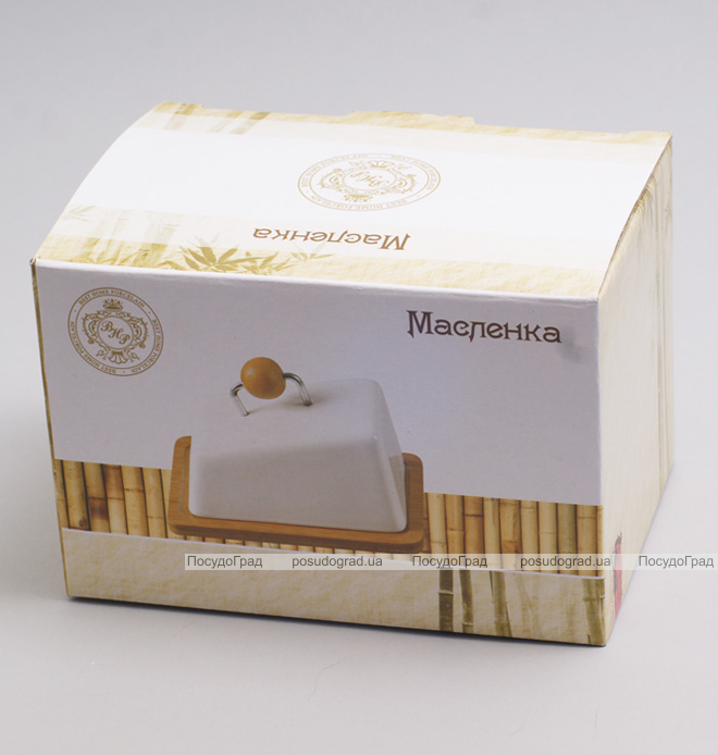 Масленка Ceram-Bamboo фарфоровая с бамбуковым блюдцем 17х12см