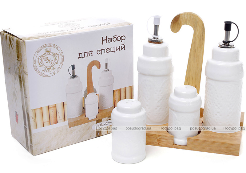 Набір для спецій Ceram-Bamboo 5 предметів з ємностями для масла і оцту