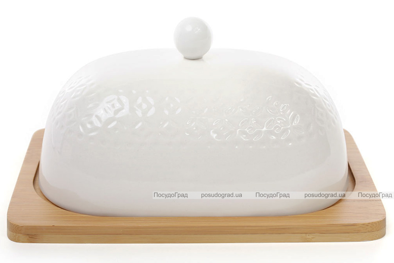 Масленка Ceram-Bamboo фарфоровая с бамбуковым блюдцем 20х14см