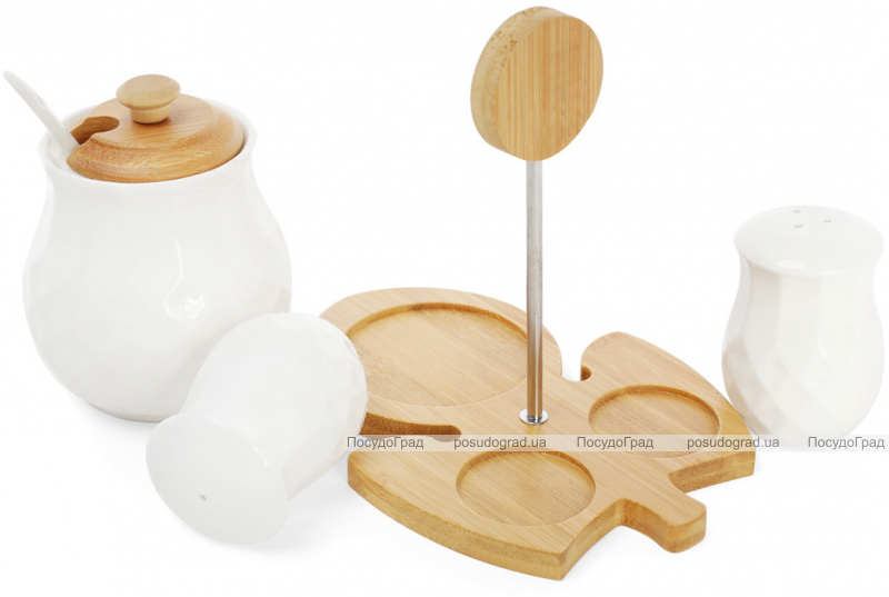 Спецовники сервіровки Ceram-Bamboo 17х12х14см з цукорницею на бамбуковій підставці