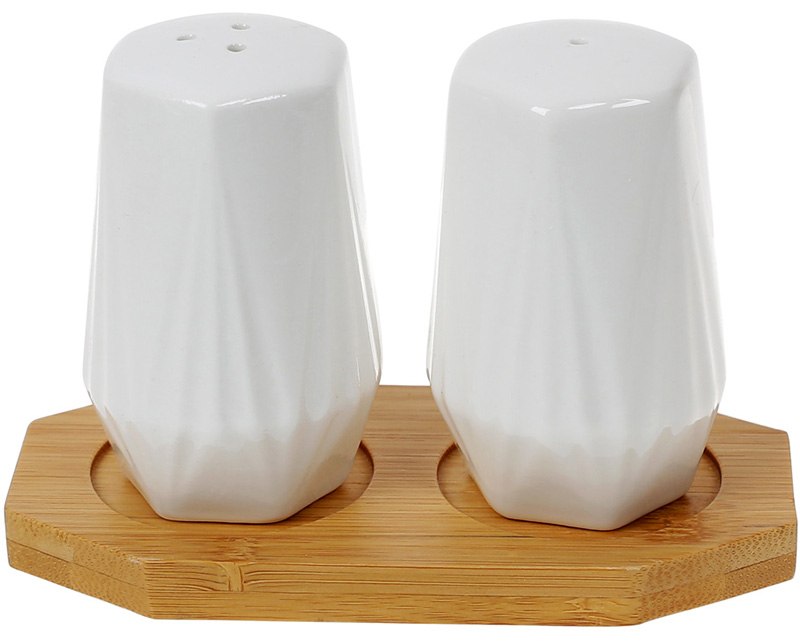 Набір для спецій Nouvelle Home Coutle 13х6.5х8.5см, фарфор з бамбуком