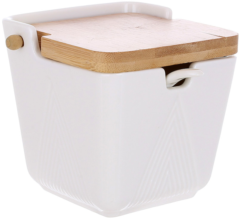 Банка Ceram-Bamboo для сахара, соли, специй с бамбуковой откидной крышкой 10.5х9.5см