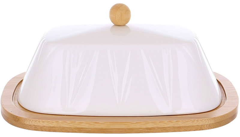 Маслянка Ceram-Bamboo Grace порцелянова з бамбуковим блюдцем 20.5х14.5см