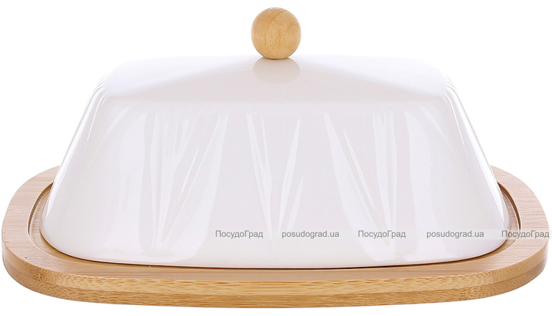 Маслянка Ceram-Bamboo Grace порцелянова з бамбуковим блюдцем 20.5х14.5см
