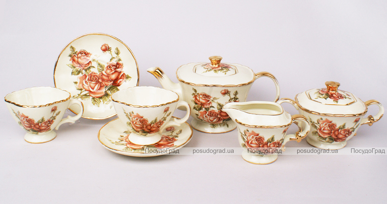 Чайный сервиз Cream Rose 220мл 15 предметов на 6 персон