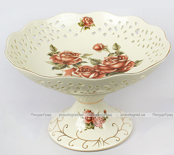 Блюдо на ноге (фруктовница) Cream Rose Ø25см