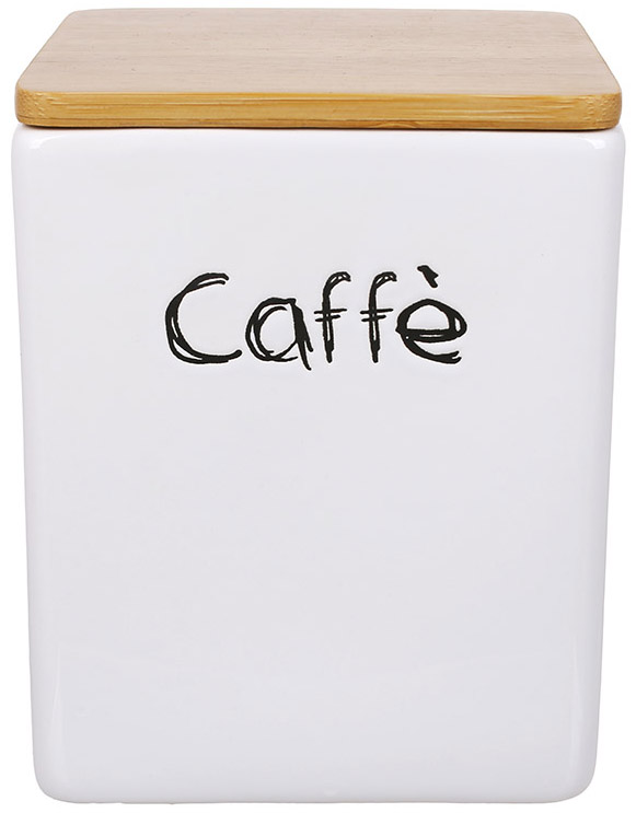 Банка керамічна "Caffe" 440мл з бамбуковою кришкою, сіра