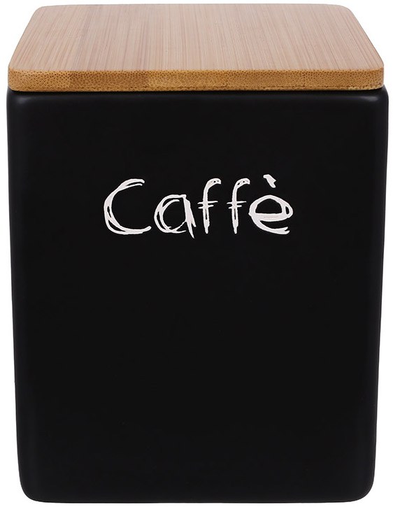 Банка керамічна "Caffe" 440мл з бамбуковою кришкою, чорна