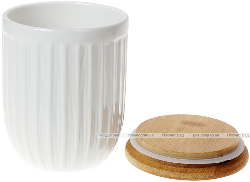 Банка керамічна «Corrugation» White Style 700мл з бамбуковою кришкою