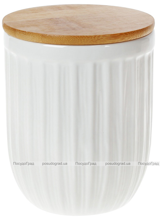 Банка керамічна «Corrugation» White Style 700мл з бамбуковою кришкою