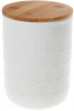 Банка керамічна «Honeycomb» White Style 1550мл з бамбуковою кришкою