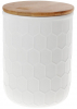 Банка керамічна «Honeycomb» White Style 870мл з бамбуковою кришкою