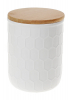 Банка керамічна «Honeycomb» White Style 450мл з бамбуковою кришкою