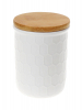Банка керамічна «Honeycomb» White Style 130мл з бамбуковою кришкою
