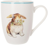 Кружка фарфоровая Happy Rabbit 340мл с голубой каймой