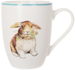 Кружка фарфоровая Happy Rabbit 340мл с голубой каймой