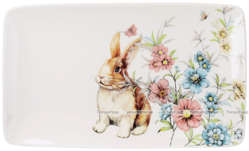 Набор 6 фарфоровых тарелок Happy Rabbit 21х13см, прямоугольные