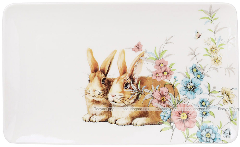 Набір 6 фарфорових тарілок Happy Rabbit 26х16см, прямокутні