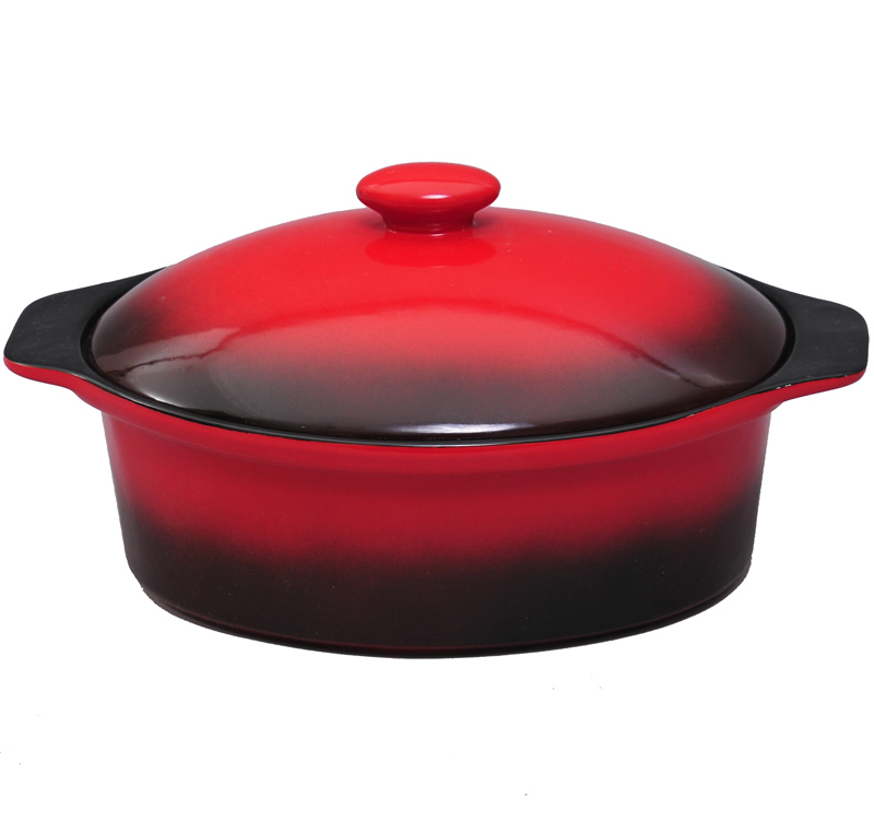 Каструля Bona Red&Black керамічна 30х20см овальна з кришкою