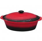 Каструля Bona-Red&Black керамічна 30х20см овальна з кришкою