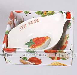 Икорница Bona Sea Food 16см с фарфоровой ложкой