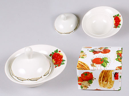 Икорница фарфоровая с крышкой Икра Sea Food 12см