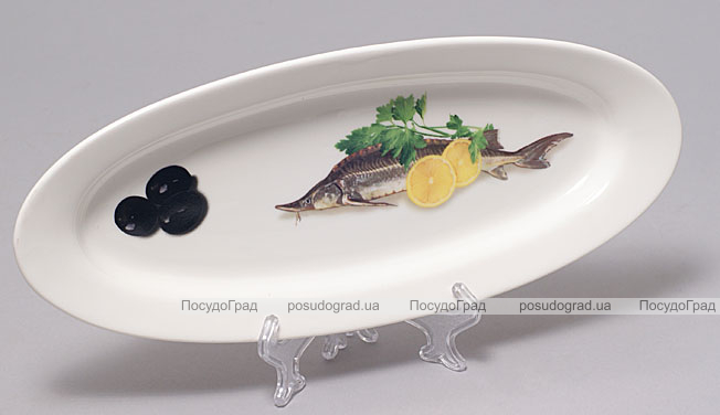 Блюдо для рыбы Sea Food "Оливки, зелень, лимон" овальное 30х12см