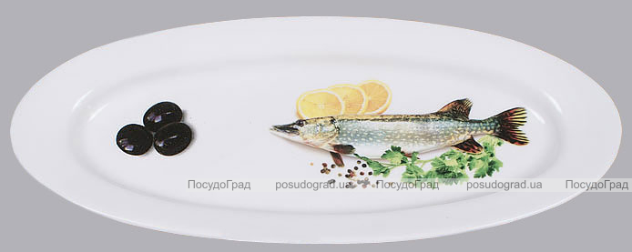 Блюдо для рыбы Sea Food "Оливки, лимон, зелень" овальное 30х12см