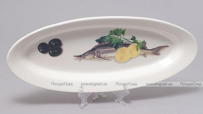 Блюдо для рыбы Sea Food "Оливки, лимон, зелень" овальное 35х15см