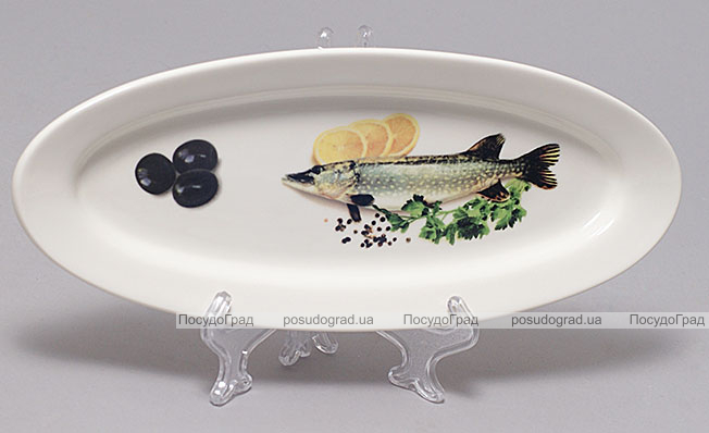 Блюдо для риби Sea Food "Оливки, лимон, зелень" овальне 26х10см
