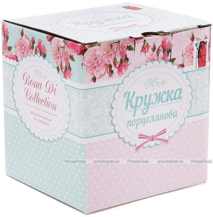 Кружка (чашка) Golden Iris "Мятная в золотой горох" 400мл