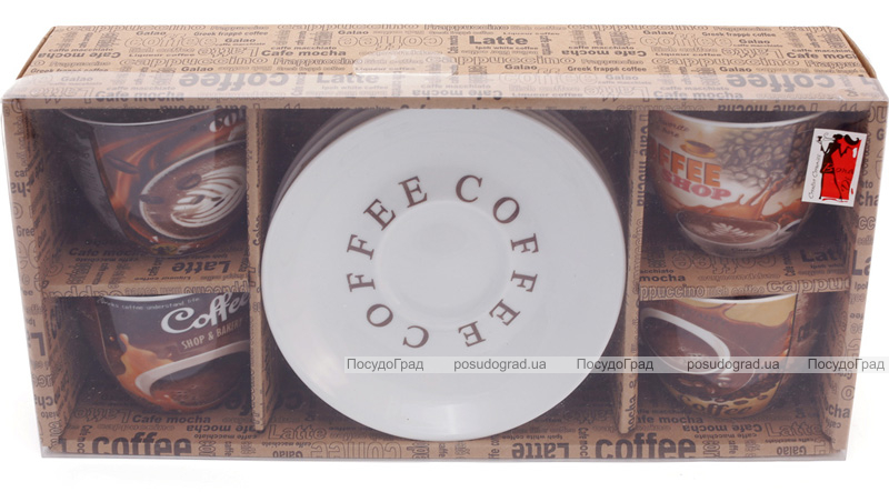 Кавовий набір "Coffee shop&bakery" 4 чашки 225мл з блюдцями
