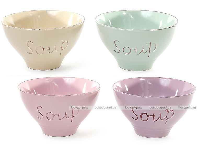 Набор 4 керамические миски Shabby Chic "Soup" 700мл