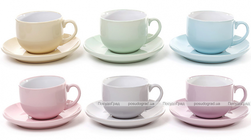 Чайный набор Shabby Chic "Color" 6 чашек 250мл и 6 блюдец