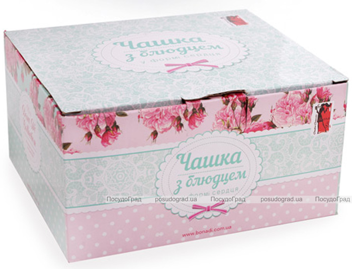 Чайная подарочная пара Shabby Chic "Сердце" чашка 250мл с блюдцем