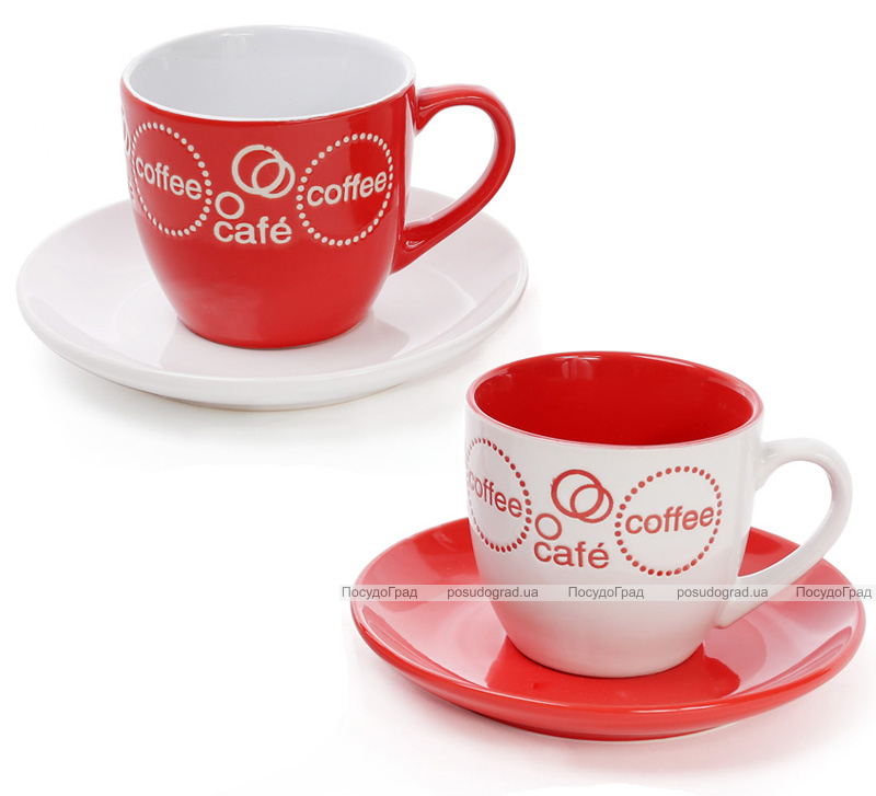 Набір 2 чашки "Mokko Coffee Red" 250мл з блюдцями, червоні