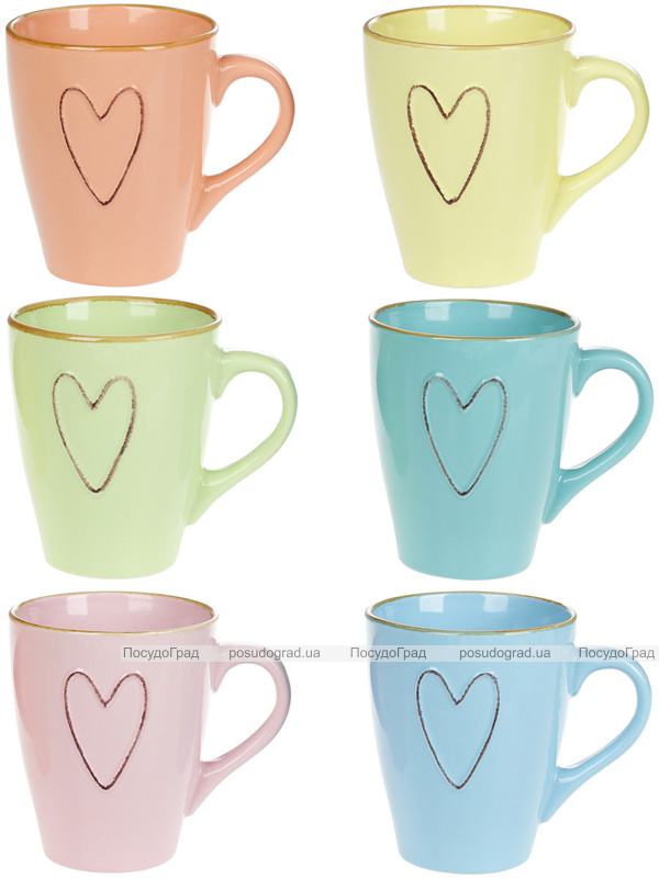 Кружка Shabby Chic "Серце" 340мл, кольорова