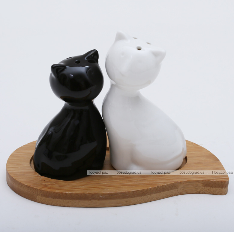 Набор для специй Ceram-Bamboo "Котята" соль/перец на подставке