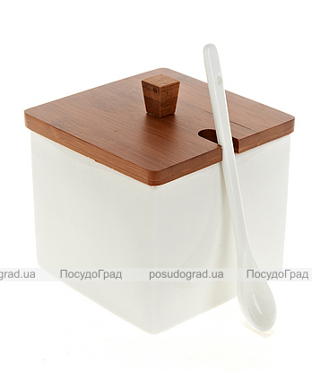 Банка Ceram-Bamboo 600мл для цукру, солі або спецій, квадратна