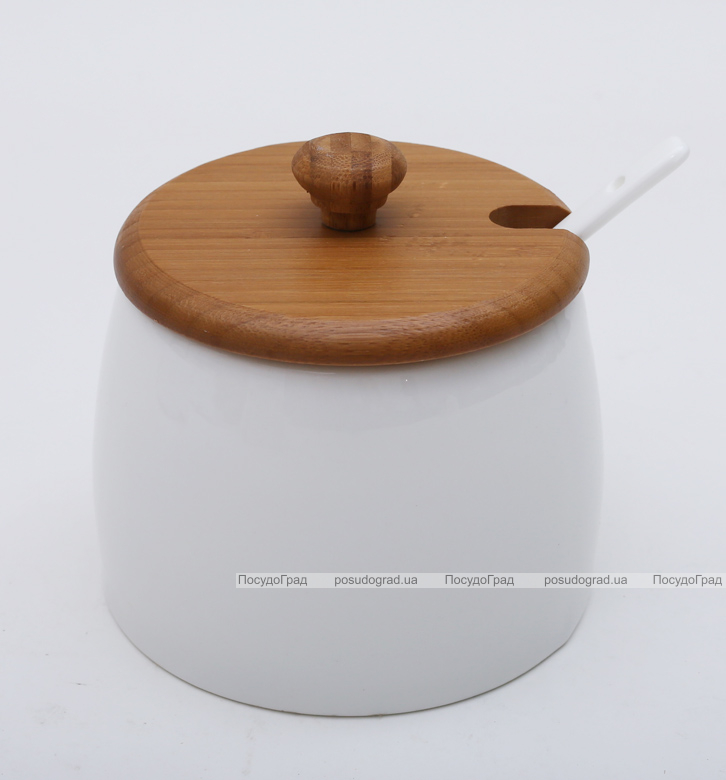 Банка Ceram-Bamboo 480мл для сахара, соли или специй, круглая