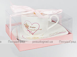 Чайна пара "Happy Valentine's Day" чашка 220мл з блюдцем