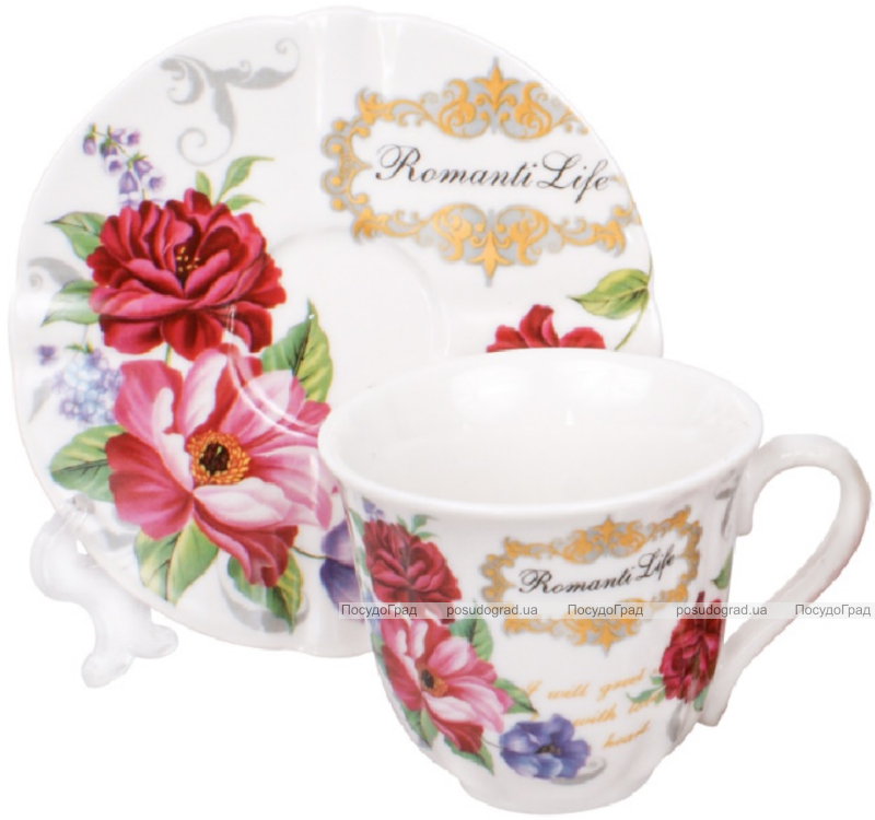 Кофейная чашка Romantic Life 90мл с блюдцем в подарочной коробке