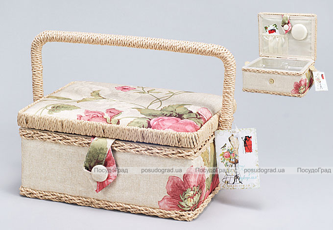 Шкатулка для рукоділля "Весна в Парижі Beige with Flowers", 22x17x10см