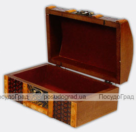 Набір з двох дерев'яних шкатулок "Скринька Кофр Тиснення Атлас", 22x15x11см і 18x11x8см