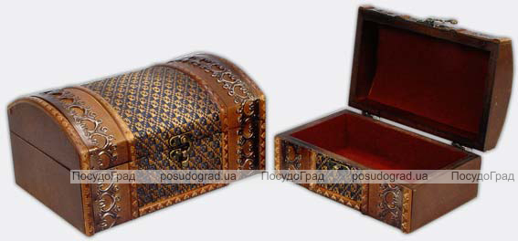 Набір з двох дерев'яних шкатулок "Скринька Кофр Ажурна Ковка", 22x15x11см і 18x11x8см
