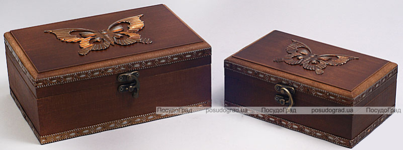 Набір з двох дерев'яних шкатулок "Скринька Метелик", 22x15x9см і 18x11x7см